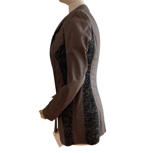 DROMe | Leather Blazer Jacket / Wool Contrast / Col Taupe-Felt / Sz Small / NWT! - Picture 4 of 12